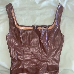 SHEIN Brown Leather Top with Zipper on the Back 🤎